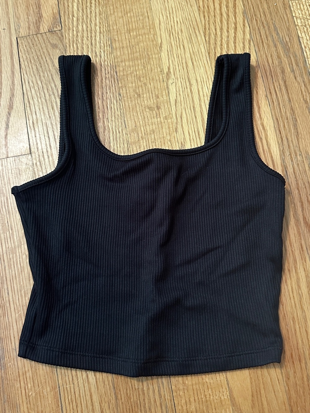 wild fable Black Ribbed Square-Neck Crop Tank - Women